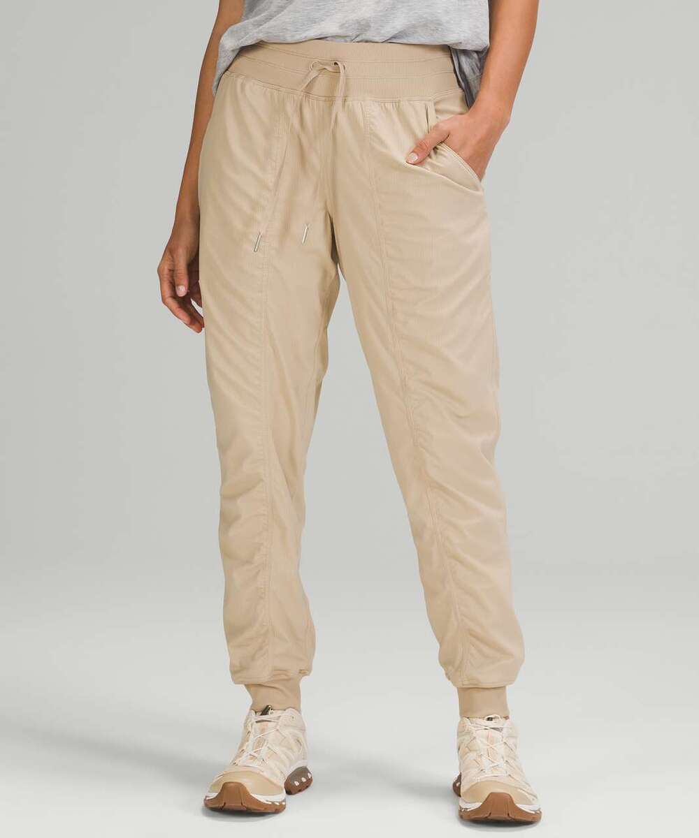 Lululemon Athletica Dance Studio Drawstring Jogger Pants Lined Trench Tan 4